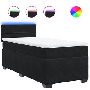 vidaXL Box Spring Bed with Mattress Black King Single Fabric