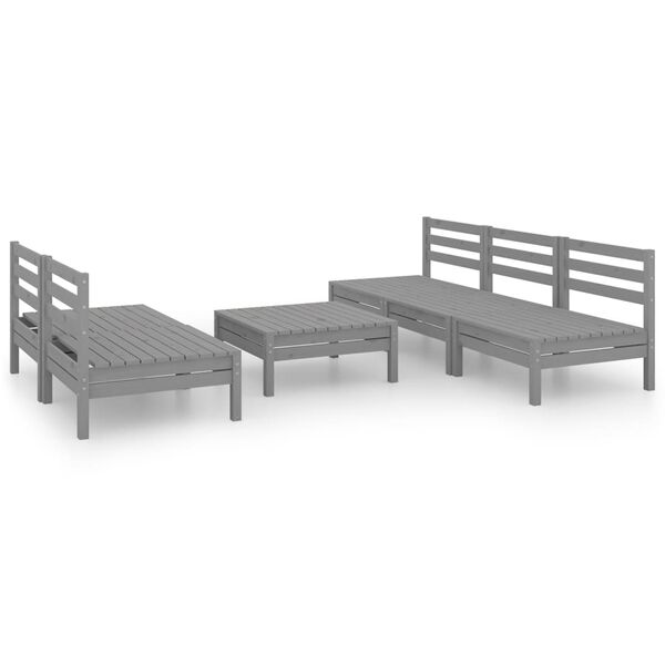 vidaXL 6 Piece Garden Lounge Set Grey Solid Pinewood