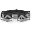 vidaXL 12 Piece Garden Lounge Set with Cushions Grey Solid Pinewood