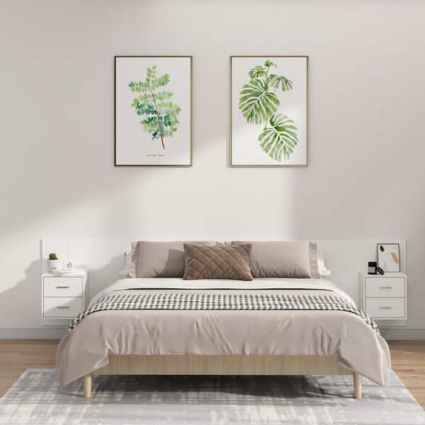 vidaXL Bed Headboard with Cabinets White Engineered Wood