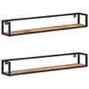 vidaXL Wall Shelf | Set of 2 | Natural Mango Wood and Black