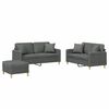 vidaXL 3 Piece Sofa Set with Pillows Dark Grey Fabric