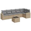 vidaXL 7 Piece Garden Sofa Set with Cushions Beige Poly Rattan