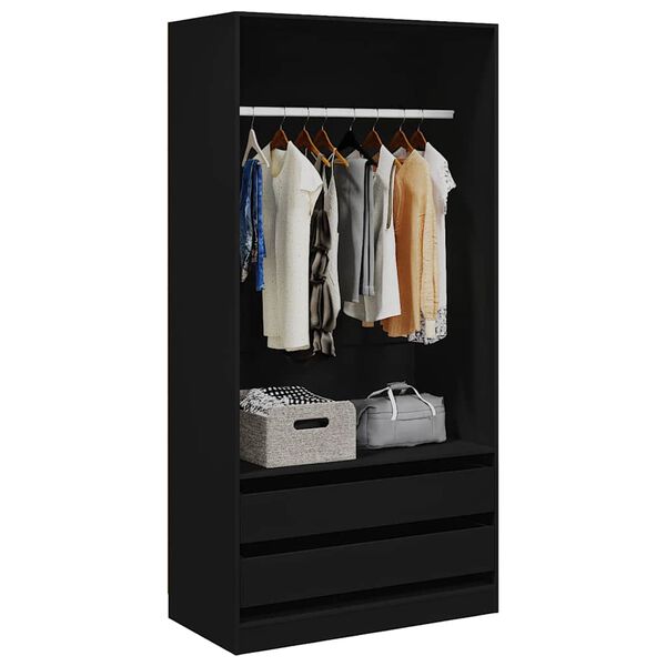 vidaXL Wardrobe Black 100x50x200 cm Engineered Wood