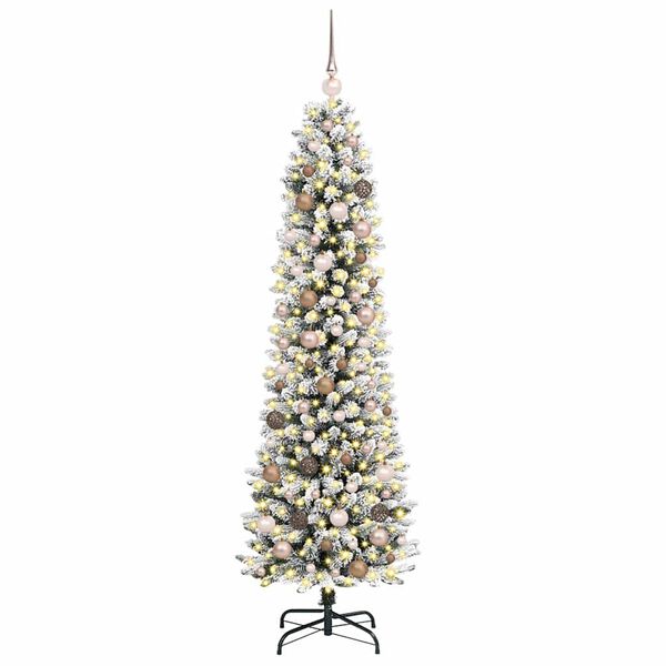 vidaXL Artificial Christmas Tree with 300 LEDs with Stand White 210 cm