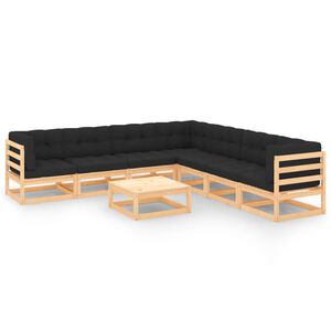 vidaXL 8 Piece Garden Lounge Set with Cushions Solid Pinewood
