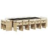 vidaXL 15 Piece Garden Dining Set with Cushions Beige Poly Rattan