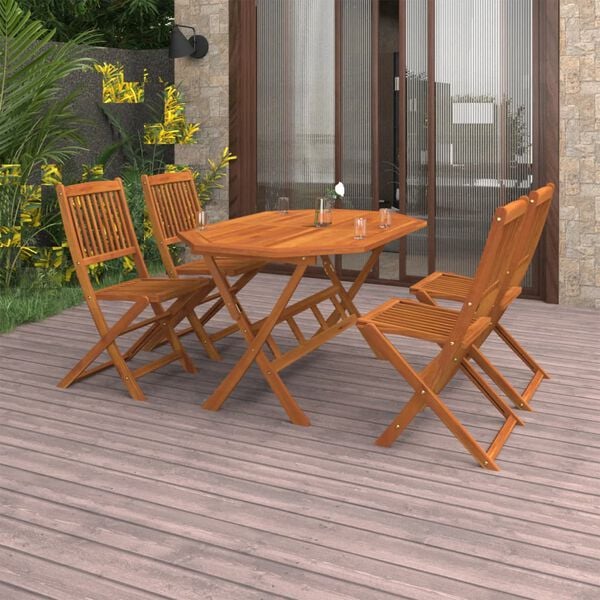 vidaXL 5 Piece Garden Dining Set Solid Acacia Wood