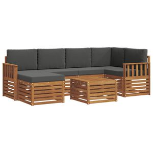 vidaXL Sectional Sofa Set with Cushion 7 pcs Natural and Anthracite