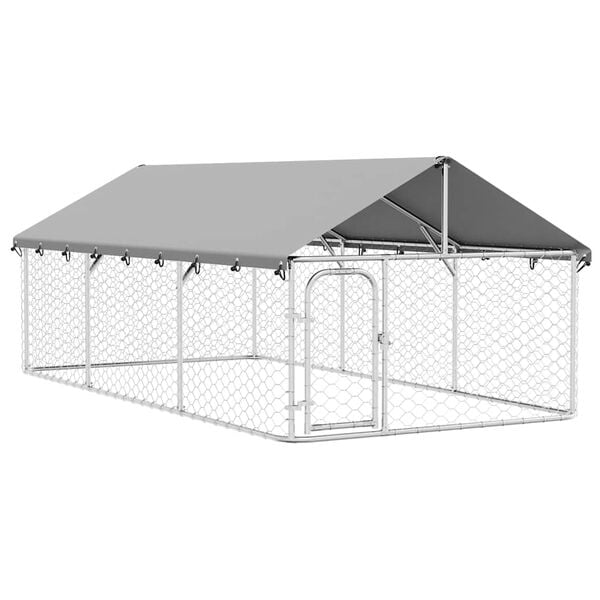 vidaXL Outdoor Dog Kennel with Roof 400x200x150 cm