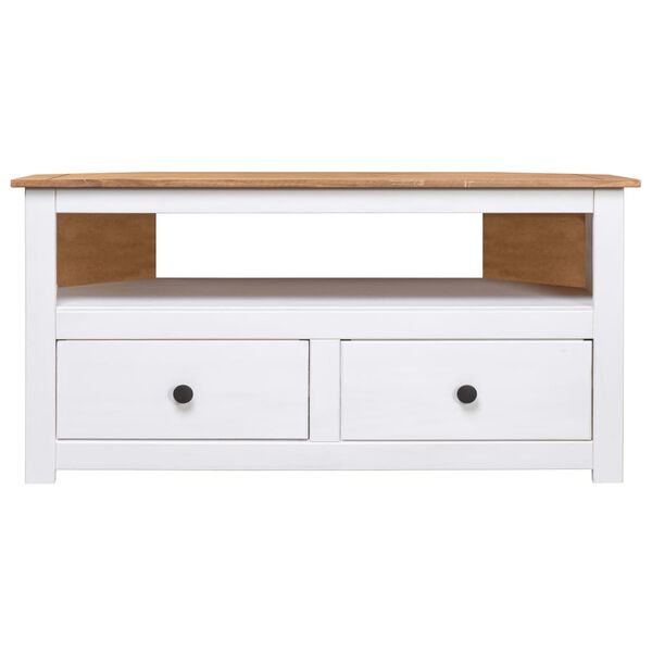 vidaXL Corner TV Cabinet White 93x49x49 cm Solid Pine Panama Range
