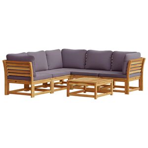 vidaXL 6 Piece Garden Lounge Set with Cushions Solid Wood Acacia