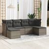 vidaXL 6 Piece Garden Sofa Set with Cushions Grey Poly Rattan