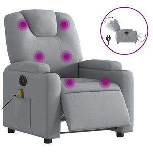 vidaXL Electric Massage Recliner Chair Light Grey Fabric