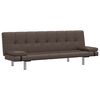 vidaXL Sofa Bed with Two Pillows Brown Faux Leather