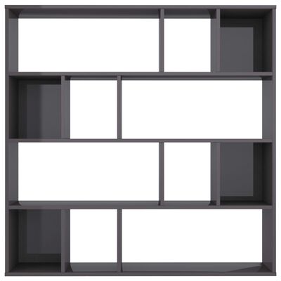 vidaXL Room Divider/Book Cabinet High Gloss Grey 43.3"x9.4"x43.3" Engineered Wood