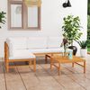 vidaXL 5 Piece Garden Lounge Set with Cream Cushions Solid Teak Wood