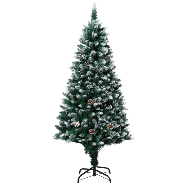 vidaXL Artificial Christmas Tree LEDs&Pine Cones&White Snow 180 cm