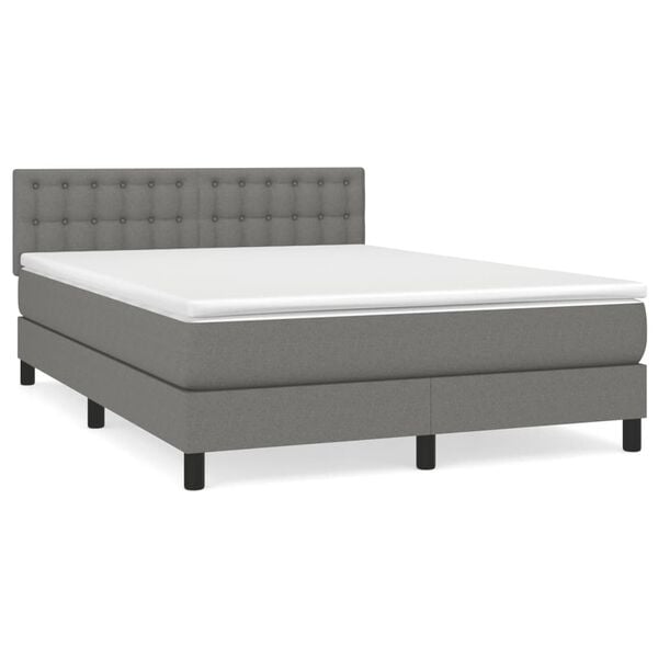vidaXL Box Spring Bed with Mattress Dark Grey 153x203 cm Queen Size Fabric
