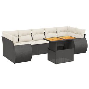 vidaXL 8 Piece Garden Sofa Set with Cushions Black Poly Rattan