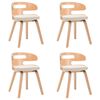 vidaXL Dining Chairs 4 pcs Cream Bent Wood and Faux Leather