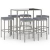 vidaXL 7 Piece Garden Bar Set with Cushions Grey Poly Rattan