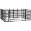 vidaXL Dog Kennel | Black | Powder-Coated Steel | Large | Durable | Dog House