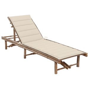 vidaXL Garden Sun Lounger with Cushion Bamboo