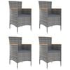 vidaXL Garden Dining Chairs 4 pcs Poly Rattan Grey