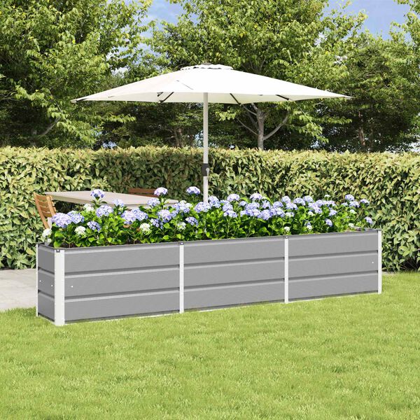 vidaXL Planter Light Grey 240 x 40 x 45 cm Steel