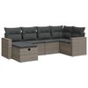 vidaXL 6 Piece Garden Sofa Set with Cushions Grey Poly Rattan