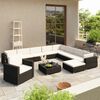 vidaXL 12 Piece Garden Lounge Set with Cushions Poly Rattan Black