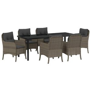 vidaXL Garden Dining Set 7 pcs Grey Poly Rattan