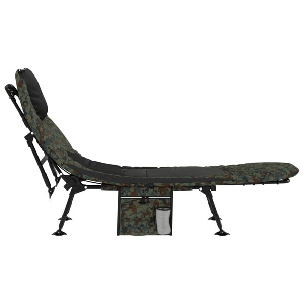 vidaXL Fishing Bed with Adjustable Mud Legs Foldable Camouflage