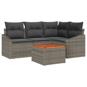 vidaXL Garden Sofa Set with Storage 5 pcs Grey Poly Rattan