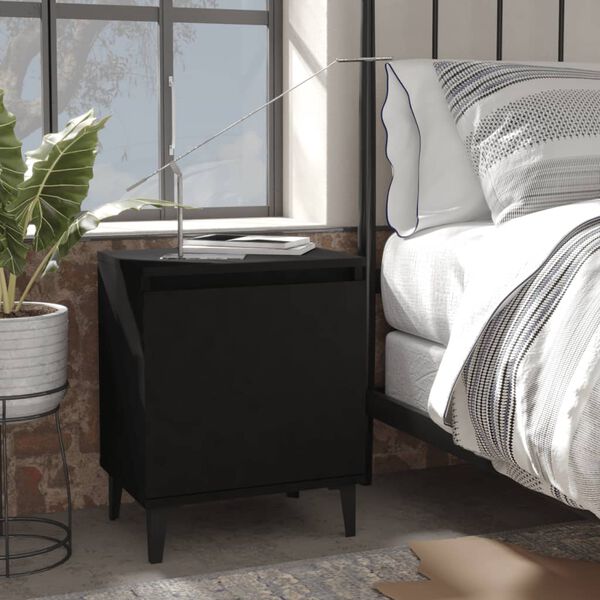 vidaXL Bed Cabinets with Metal Legs Black 40x30x50 cm