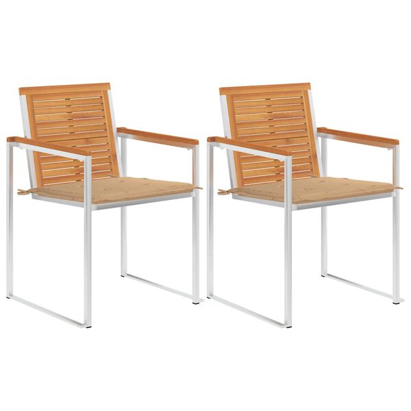 vidaXL Garden Chairs with Cushions 2 pcs Solid Acacia Wood and Steel