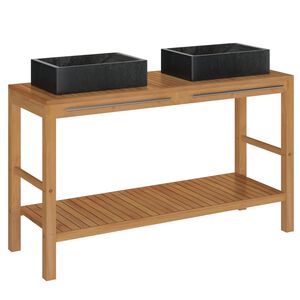 vidaXL Vanity Cabinet With Sink | Black | Teak Wood | Large | Rectangular