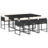 vidaXL 7 Piece Garden Dining Set with Cushions Black Poly Rattan