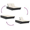 vidaXL Double Sun Lounger with Cushions Black Poly Rattan