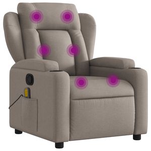vidaXL Massage Recliner Chair Taupe Fabric