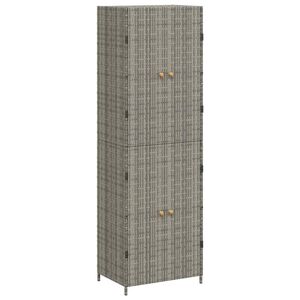 vidaXL Garden Storage Cabinet Grey 59x40x180 cm Poly Rattan