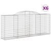 vidaXL Arched Gabion Baskets 6 pcs 300x50x120/140 cm Galvanised Iron