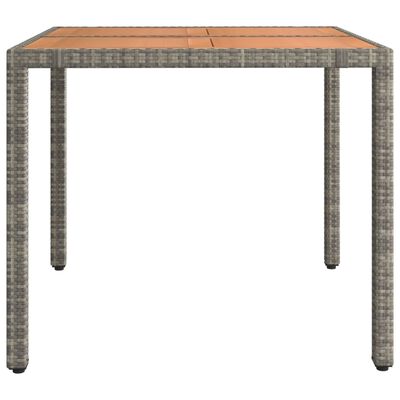 vidaXL Garden Table with Wooden Top Grey Poly Rattan&Solid Wood Acacia