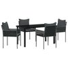 vidaXL Garden Dining Set 5 pcs Black and Grey PE Rattan