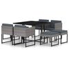 vidaXL 9 Piece Garden Dining Set with Cushions Poly Rattan Grey
