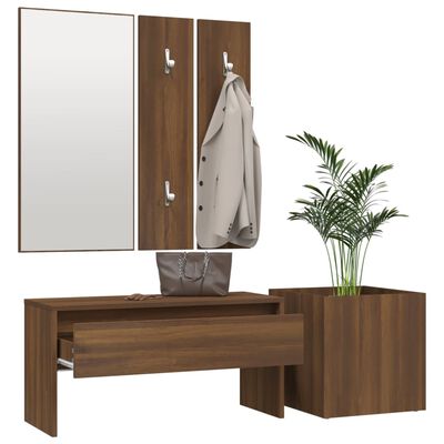 vidaXL Hallway Furniture Set Brown Oak Engineered Wood