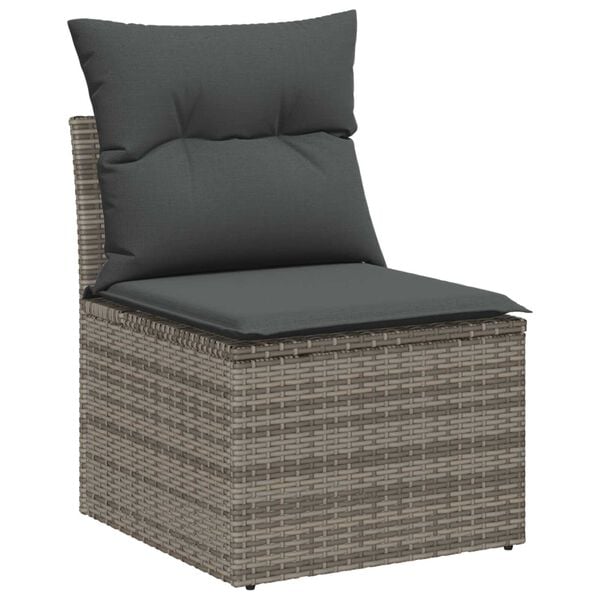 vidaXL Garden Sofa Set with Cushion 6 pcs Grey Poly Rattan