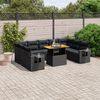 vidaXL 10 Piece Garden Sofa Set with Cushions Black Poly Rattan