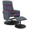 vidaXL Massage Recliner Chair with Footstool Dark Grey Velvet